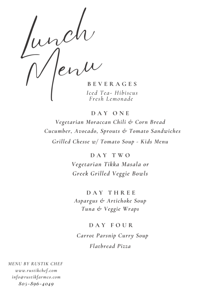 Lunch Multi-Day Menu