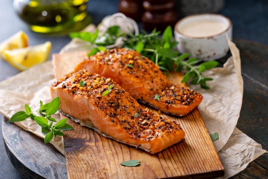 Thyme Coconut Lemon Crusted Salmon