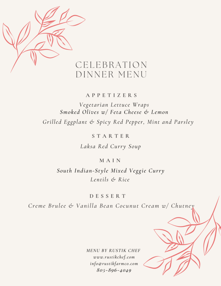 South Indian- Asian Celebration Menu